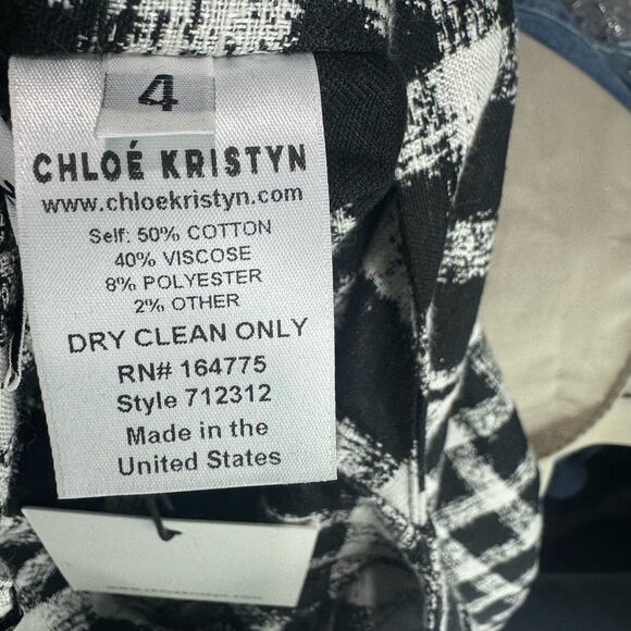 Chloe Kristyn Women's Scoop Neck Checked Mini Dress Black/White Size 4 NWT - Picture 12 of 13